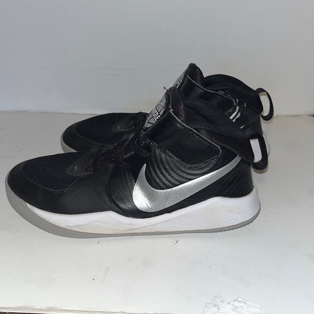 Black and Silver Nike Team Hustle High-Top Sneakers